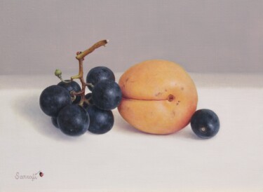 Painting titled "L'abricot et la gra…" by Abdolreza Sarrafi, Original Artwork, Oil
