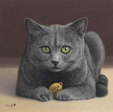 Le regard Chartreuse ! Peinture intitulée "Le regard Chartreus…" par Sarrafi, Œuvre d'art originale, Huile