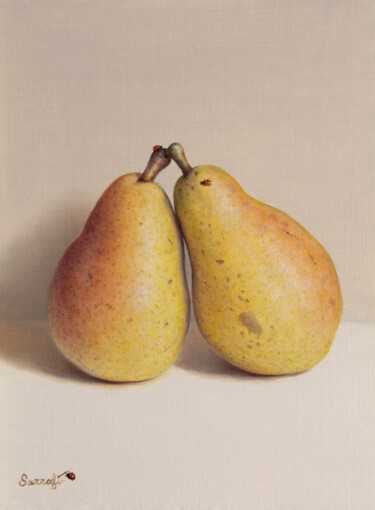 Peinture intitulée "Duo poires" par Reza Sarrafi, Œuvre d'art originale, Huile