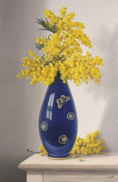 Painting titled "La branche de mimos…" by Reza Sarrafi, Original Artwork, Oil