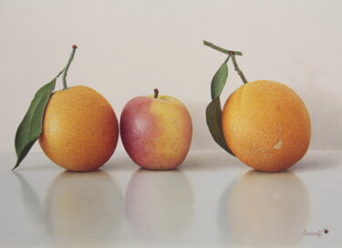 Painting titled "Trio fruits !" by Abdolreza Sarrafi, Original Artwork, Oil