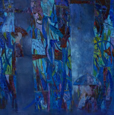Peinture intitulée "Walking in the rain" par Šarūnas Šarkauskas, Œuvre d'art originale, Huile