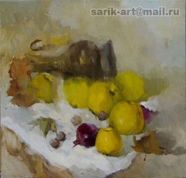 Schilderij getiteld "appels" door Sarvar Sulayman, Origineel Kunstwerk, Olie