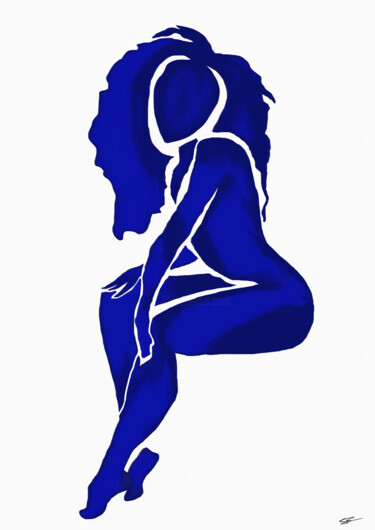 Arte digital titulada "blue woman (Matisse…" por Saša T, Obra de arte original, Pintura Digital