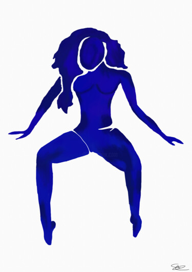 Digitale Kunst mit dem Titel "blue woman 2 (Matis…" von Saša T, Original-Kunstwerk, Digitale Malerei