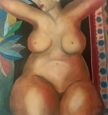 Schilderij getiteld "Femme d’ailleurs" door Sascaart, Origineel Kunstwerk, Olie