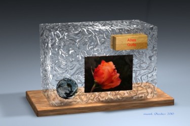 Digitale Kunst mit dem Titel "Rose im Glas -Alles…" von Sascheen, Original-Kunstwerk