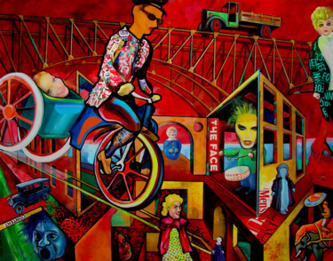 Painting titled "RED CITY №3" by Sasha Bom, Original Artwork, Oil