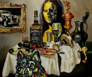Pintura intitulada "Still life with a m…" por Sasha Bom, Obras de arte originais, Óleo