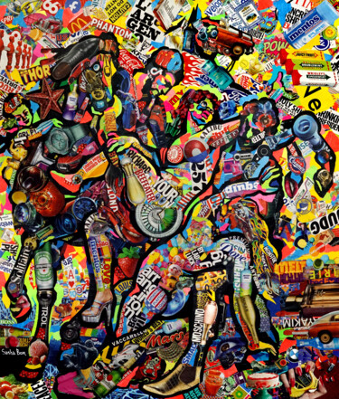Colagens intitulada "The Rape of the Dau…" por Sasha Bom, Obras de arte originais, Colagens Montado em Armação em madeira