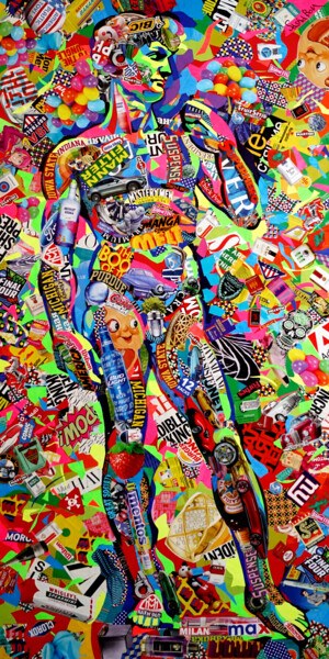 Collagen mit dem Titel "David" von Sasha Bom, Original-Kunstwerk, Collagen