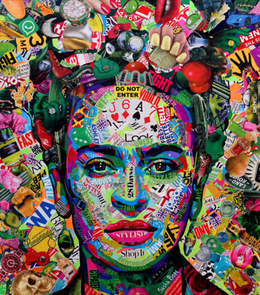 Collages intitulée "‘Viva el Mexico!’" par Sasha Bom, Œuvre d'art originale, Collages Monté sur Panneau de bois