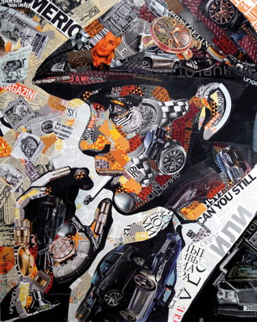 Collages intitolato "Peaky Blinders" da Sasha Bom, Opera d'arte originale, Collages Montato su Telaio per barella in legno