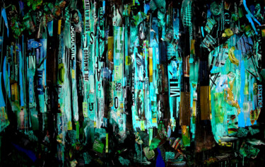 Collages titled "DARK FOREST" by Sasha Bom, Original Artwork, Collages Mounted on Wood Stretcher frame