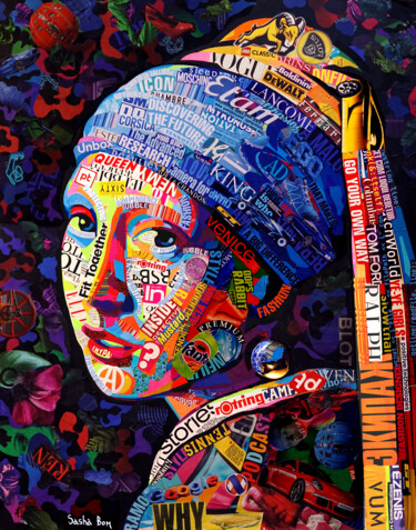 Collages intitulée "Pearly Mystique" par Sasha Bom, Œuvre d'art originale, Collages Monté sur Châssis en bois