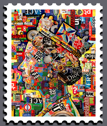 Collages titled "Royal Mail" by Sasha Bom, Original Artwork, Collages Mounted on Wood Panel