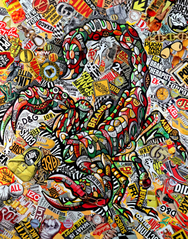 Collagen mit dem Titel "ANTARES" von Sasha Bom, Original-Kunstwerk, Collagen