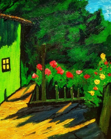 Painting titled "Little green" by Sasha Brisac, Original Artwork, Acrylic