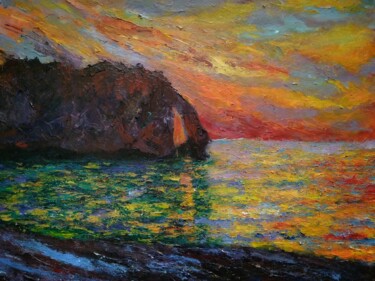 Painting titled "Seascape, sunrise i…" by Sasha Brisac, Original Artwork, Acrylic