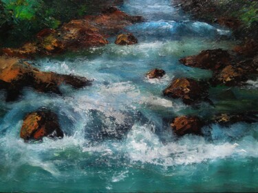 Painting titled "Wild river" by Sasha Brisac, Original Artwork, Acrylic