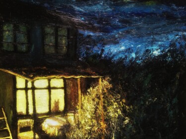 Painting titled "Cozy night" by Sasha Brisac, Original Artwork, Acrylic