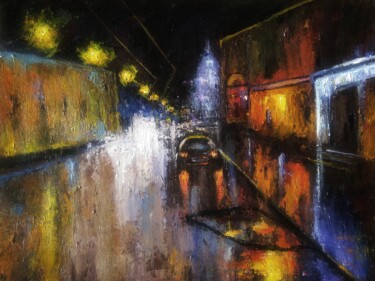 Картина под названием "Impression, night s…" - Sasha Brisac, Подлинное произведение искусства, Акрил