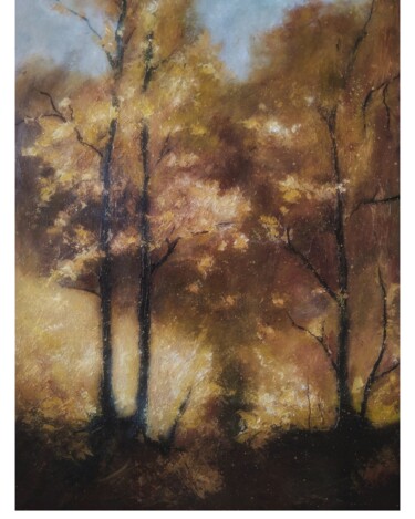 Painting titled "Golden autumn lands…" by Sasha Brisac, Original Artwork, Acrylic