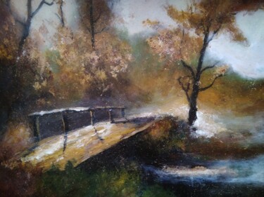 Painting titled "Autumn morning" by Sasha Brisac, Original Artwork, Acrylic