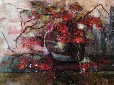Painting titled "My acrylic red flow…" by Sasha Brisac, Original Artwork, Acrylic