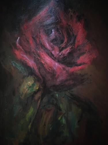 Pittura intitolato "Red rose #9" da Sasha Brisac, Opera d'arte originale, Acrilico
