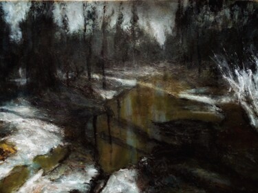 Painting titled "Grey landscape" by Sasha Brisac, Original Artwork, Acrylic