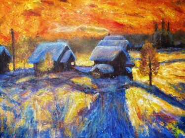 Painting titled "Impression, winter…" by Sasha Brisac, Original Artwork, Acrylic