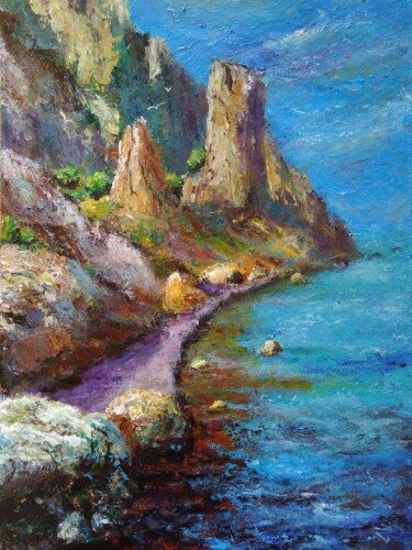 Painting titled "Crimean landscape" by Sasha Brisac, Original Artwork, Acrylic