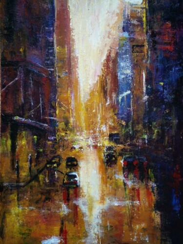 Painting titled "Summer in the city" by Sasha Brisac, Original Artwork, Acrylic