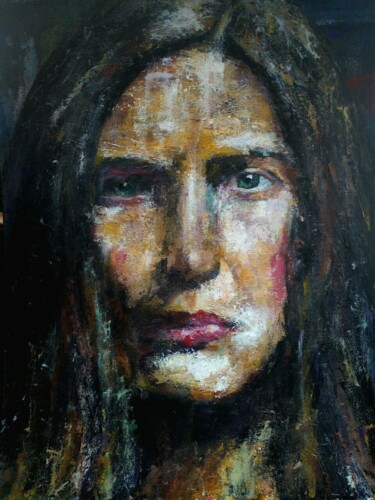 Peinture intitulée "Marie portrait" par Sasha Brisac, Œuvre d'art originale, Acrylique