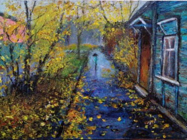 Painting titled "Rainy autumn" by Sasha Brisac, Original Artwork, Acrylic