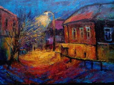 Painting titled "Evening winter lant…" by Sasha Brisac, Original Artwork, Acrylic