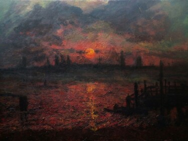 Malerei mit dem Titel "Impressionistic red…" von Sasha Brisac, Original-Kunstwerk, Acryl