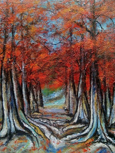 Painting titled "Early autumn" by Sasha Brisac, Original Artwork, Acrylic