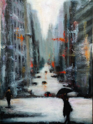 Painting titled "Winter in New York" by Sasha Brisac, Original Artwork, Acrylic