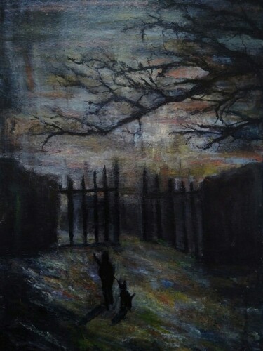 Painting titled "An evening walk" by Sasha Brisac, Original Artwork, Acrylic