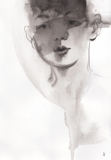 图画 标题为“Portrait of a boy.…” 由Sasha Kashanskaya, 原创艺术品, 墨