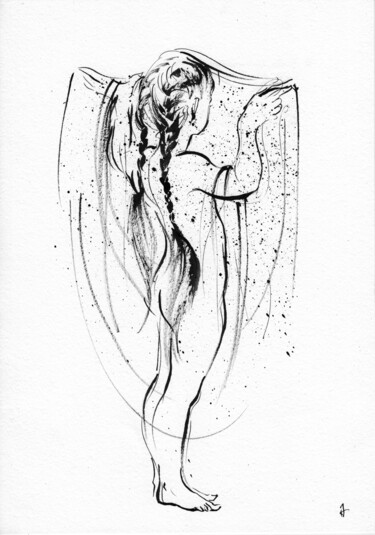 Dibujo titulada "Cover" por Sasha Kashanskaya, Obra de arte original, Tinta