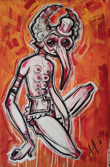 Painting titled "Грустный клоун. Раз…" by Sasha Malysheva, Original Artwork, Acrylic