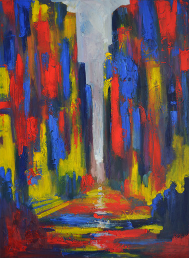 Painting titled "Nightlife abstract…" by Sasha Ozkan, Original Artwork, Oil
