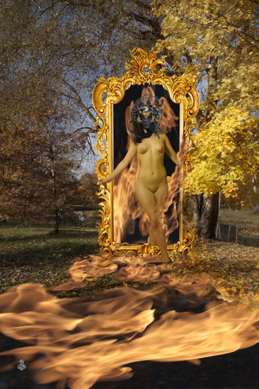 Photography titled "ГЕНИЙ ОСЕНИ" by Alexander Zavialov, Original Artwork, Digital Photography Mounted on Wood Stretcher frame