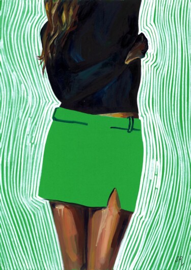 Zeichnungen mit dem Titel "GIRL IN GREEN SKIRT" von Sasha Robinson, Original-Kunstwerk, Digitale Malerei