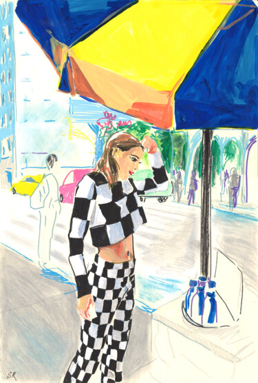 「HIGH CONTRAST GIRL」というタイトルの描画 Sasha Robinsonによって, オリジナルのアートワーク, アクリル