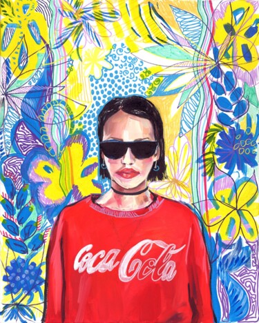 Peinture intitulée "COCA COLA GIRL" par Sasha Robinson, Œuvre d'art originale, Huile