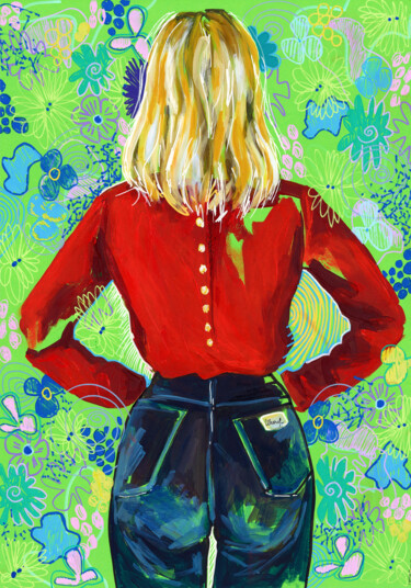Printmaking titled "Turn back girl - La…" by Sasha Robinson, Original Artwork, Acrylic